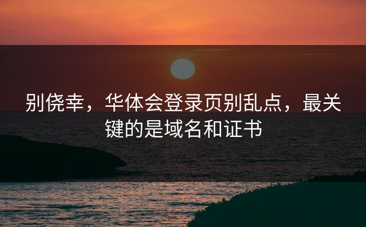 别侥幸，华体会登录页别乱点，最关键的是域名和证书