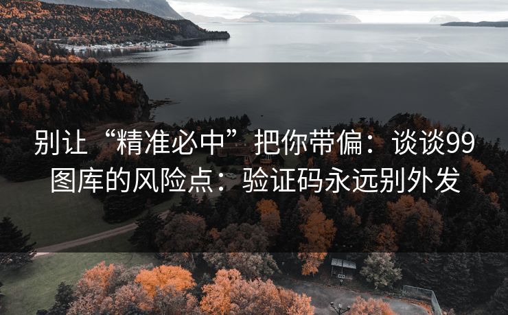 别让“精准必中”把你带偏：谈谈99图库的风险点：验证码永远别外发