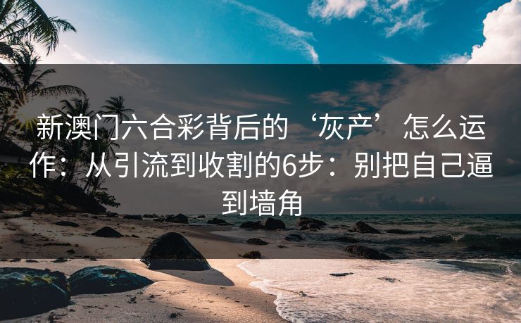 新澳门六合彩背后的‘灰产’怎么运作：从引流到收割的6步：别把自己逼到墙角