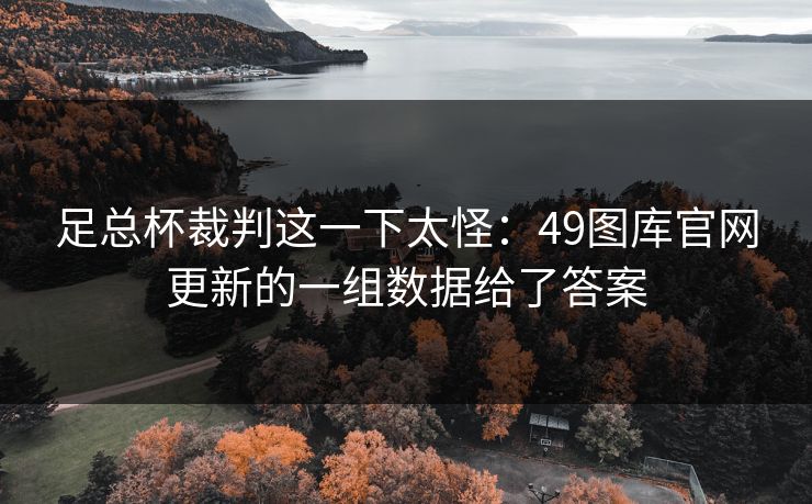 足总杯裁判这一下太怪：49图库官网更新的一组数据给了答案